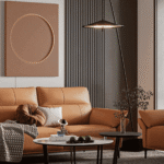 Green Leather four-seat sofa