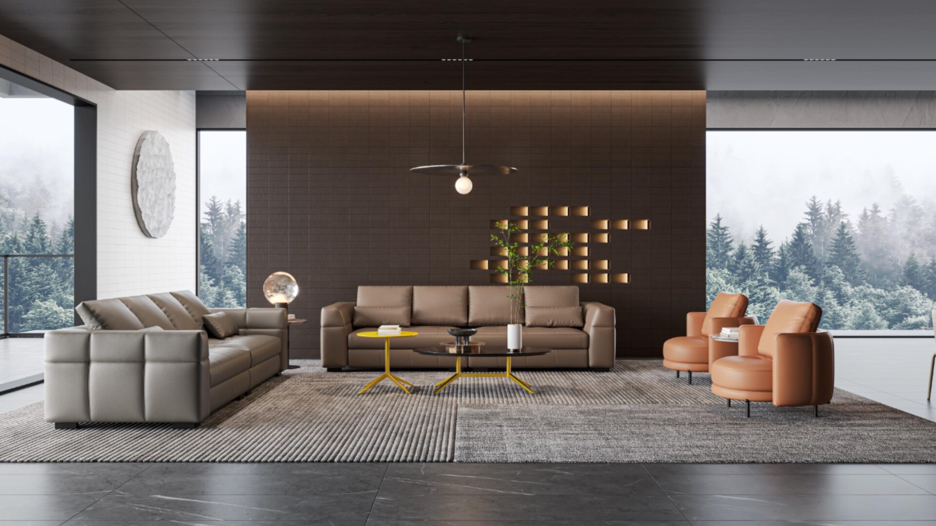 ZBOM HOME Boman Leather Sofa (Lead Grey) in situ