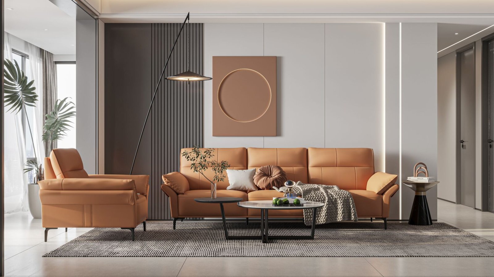 ZBOM HOME Green Leather Sofa in situ
