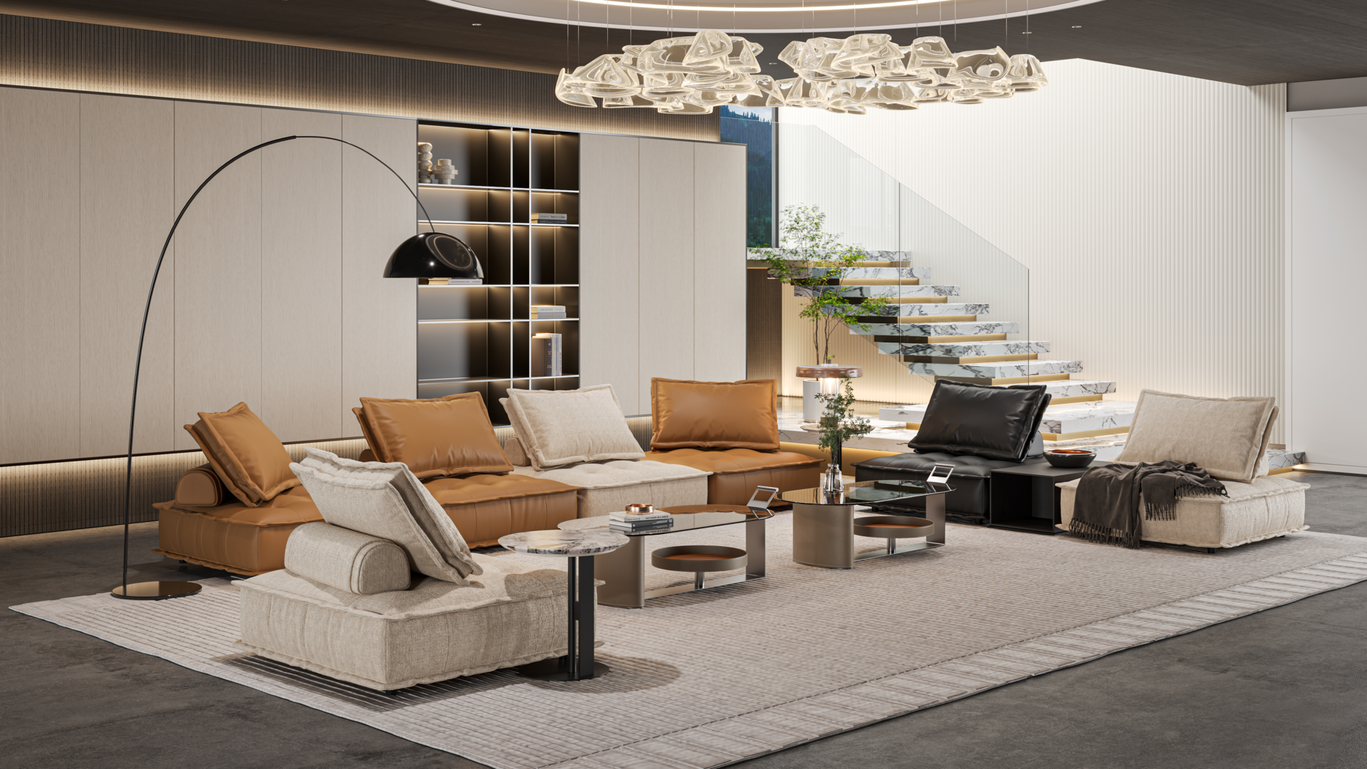 ZBOM HOME Unbounded Leather Single-Seat Sofa (Pearl Black) in situ