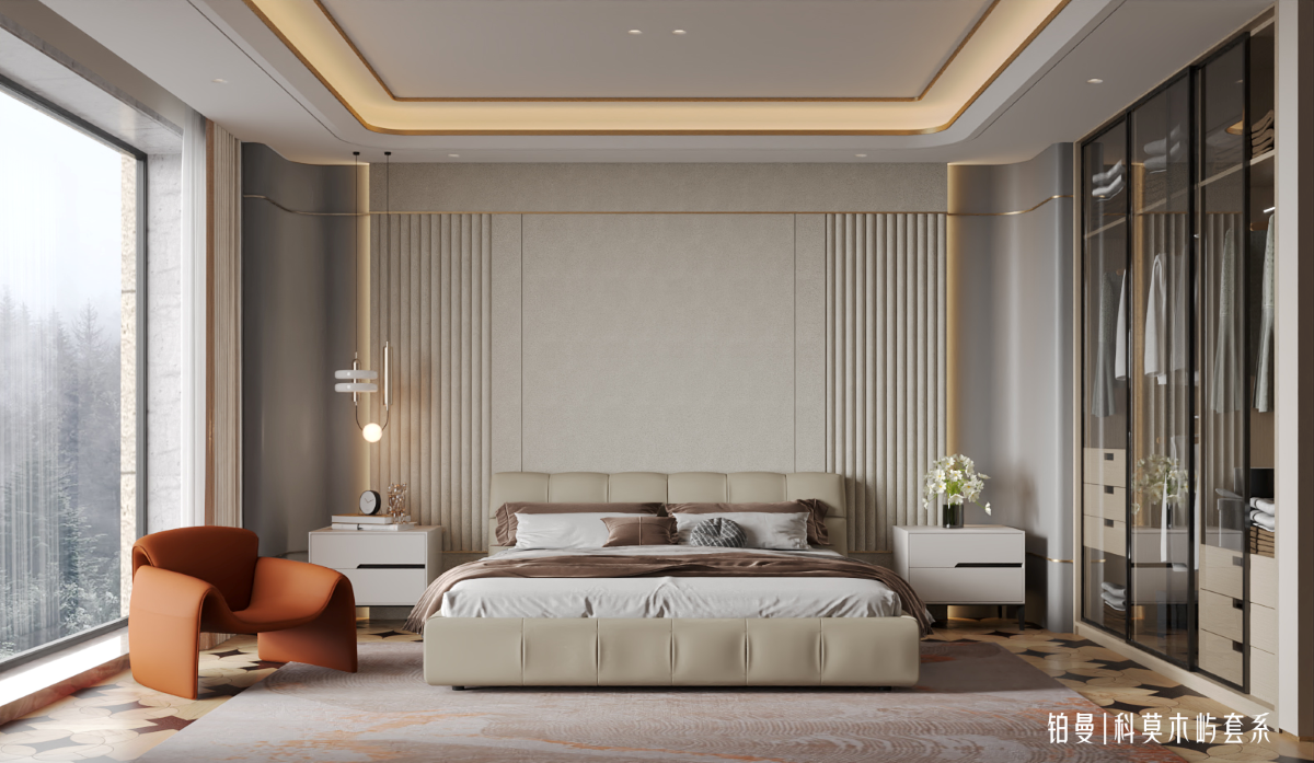 ZBOM HOME Boman Leather Bed (Beige) in situ