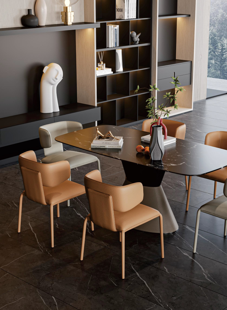 ZBOM HOME Xi Yue Dining Table (Ink Black Glossy Finish) in situ