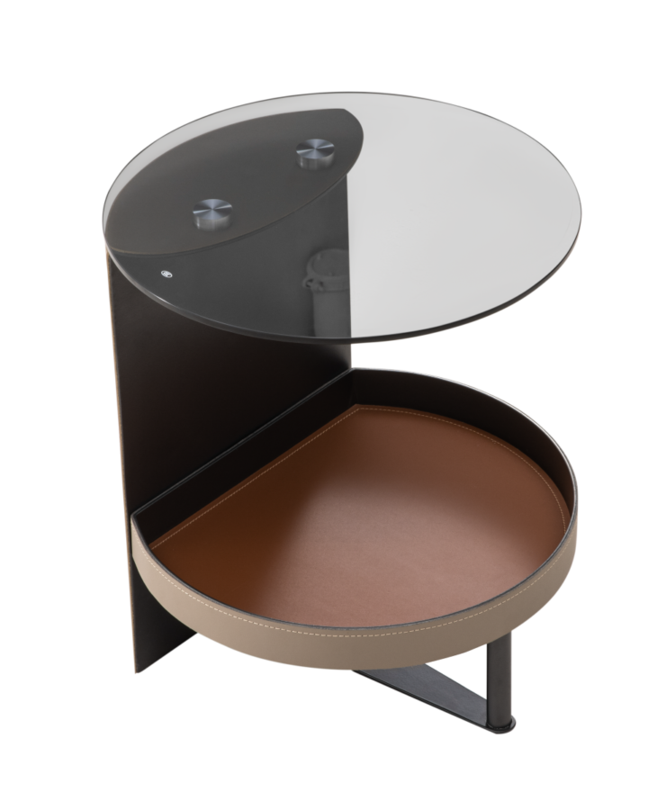 ZBOM HOME Chu Nai Side Table (Grey Glass)