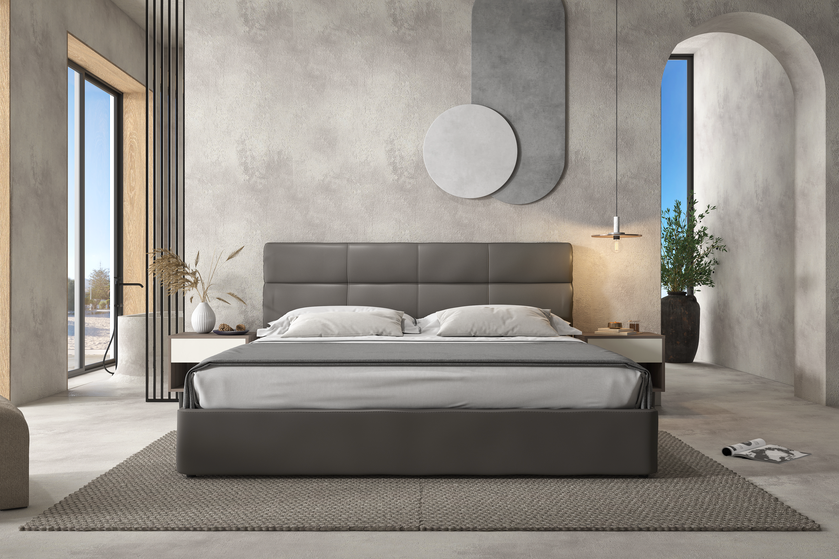 ZBOM HOME Kruger Genuine Leather Bed (gray) in situ