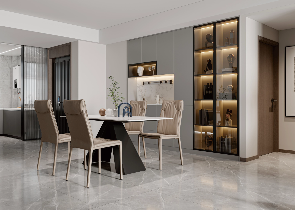 ZBOM HOME Green Dining Table (Snowberg White Matte Finish) in situ
