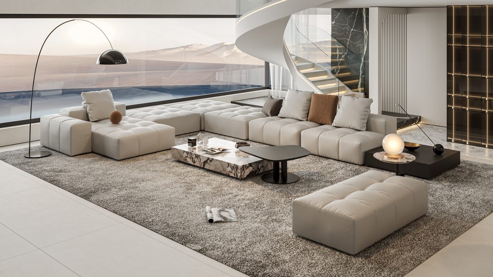 ZBOM HOME DOMORI Leather Sofa (Elegant Grey) in situ