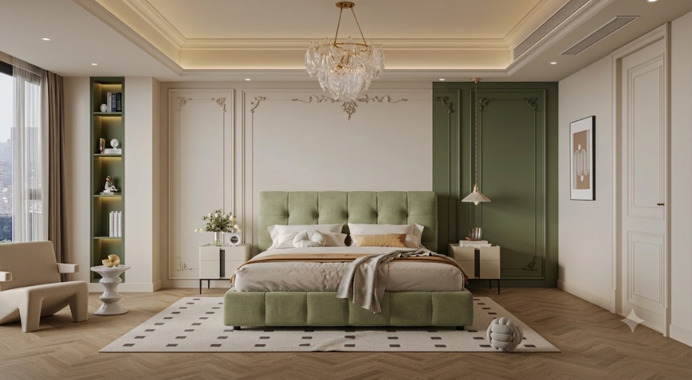 ZBOM HOME KrugerⅡ Leather Bed (Mint Green) in situ