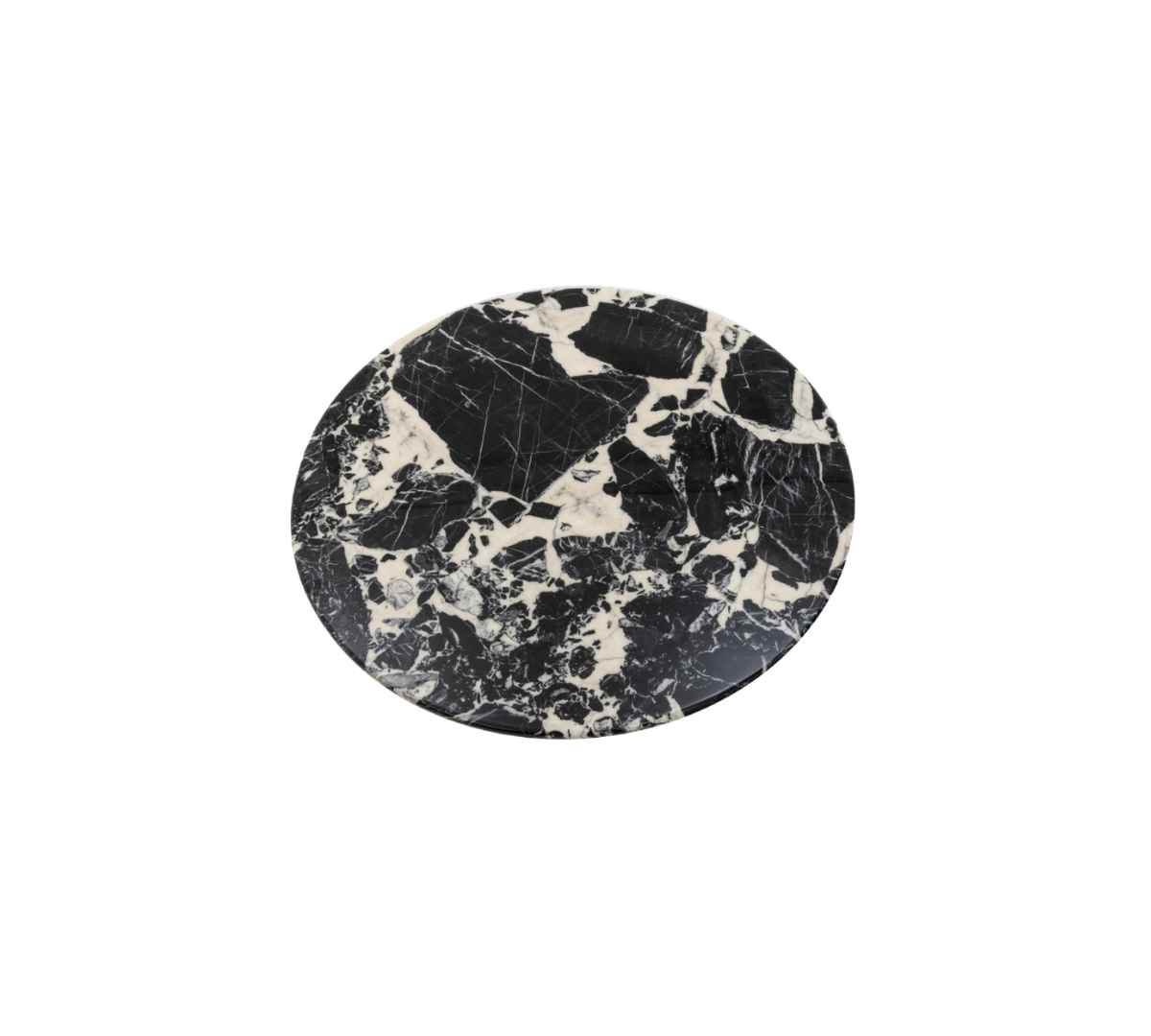 Round black and white marble table