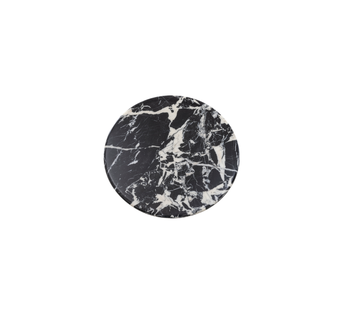 Round black and white marble table