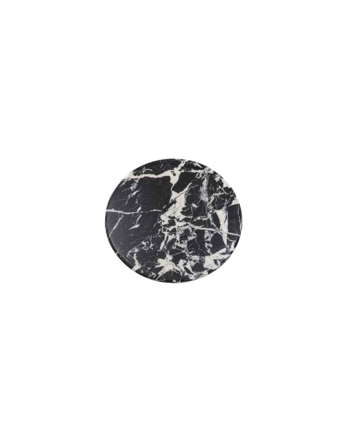 Round black and white marble table
