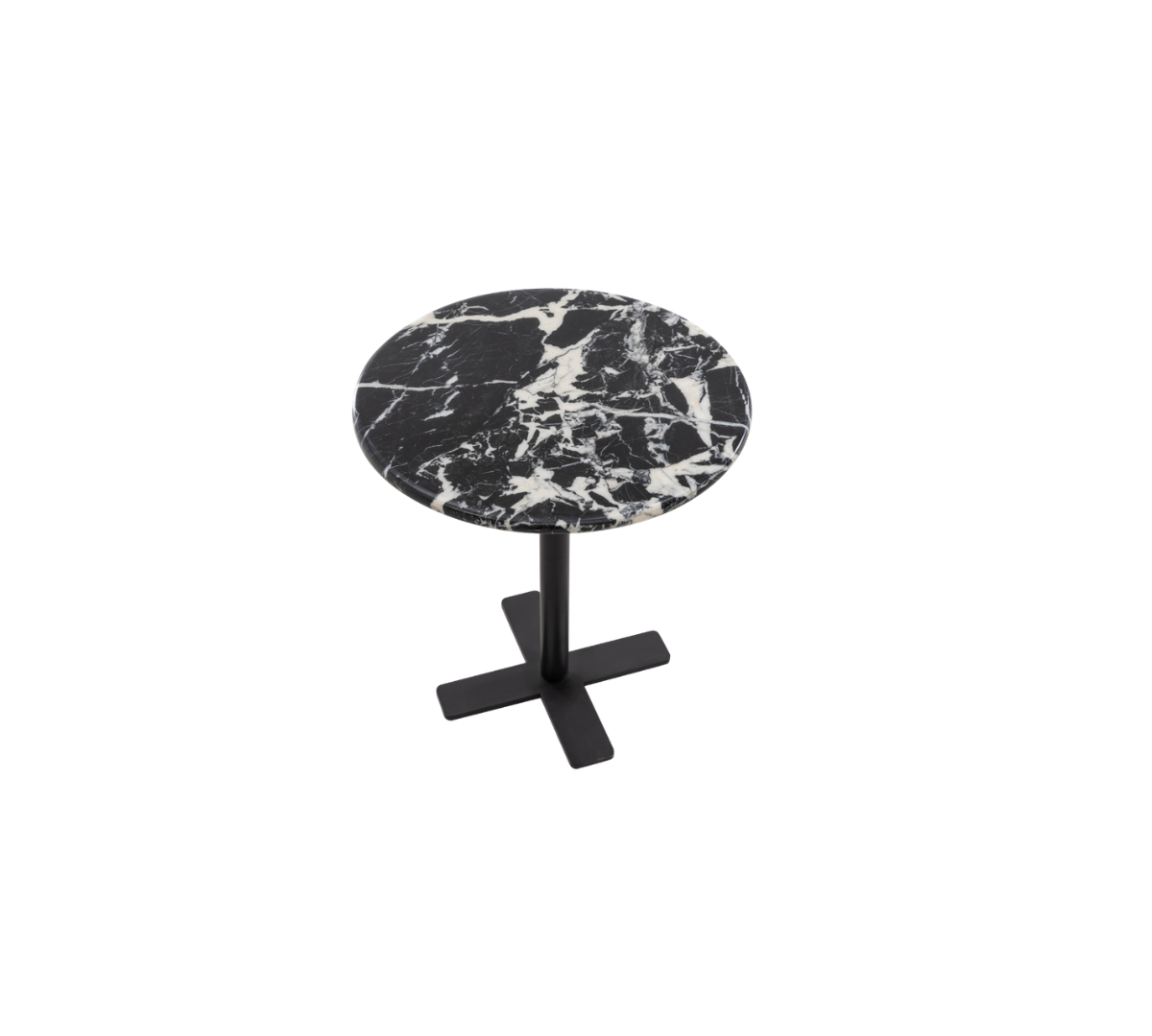 Round black marble side table
