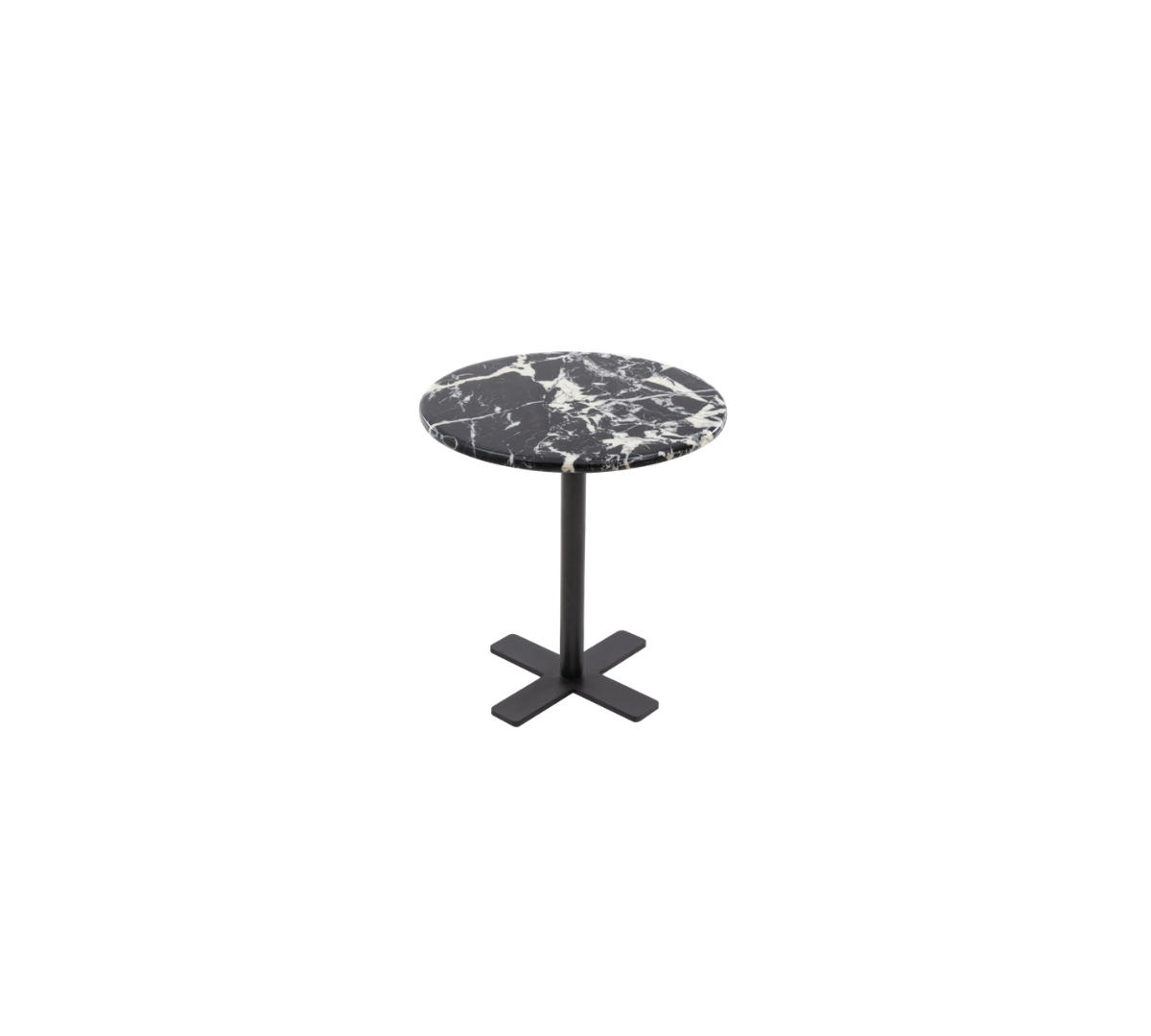Round black marble side table