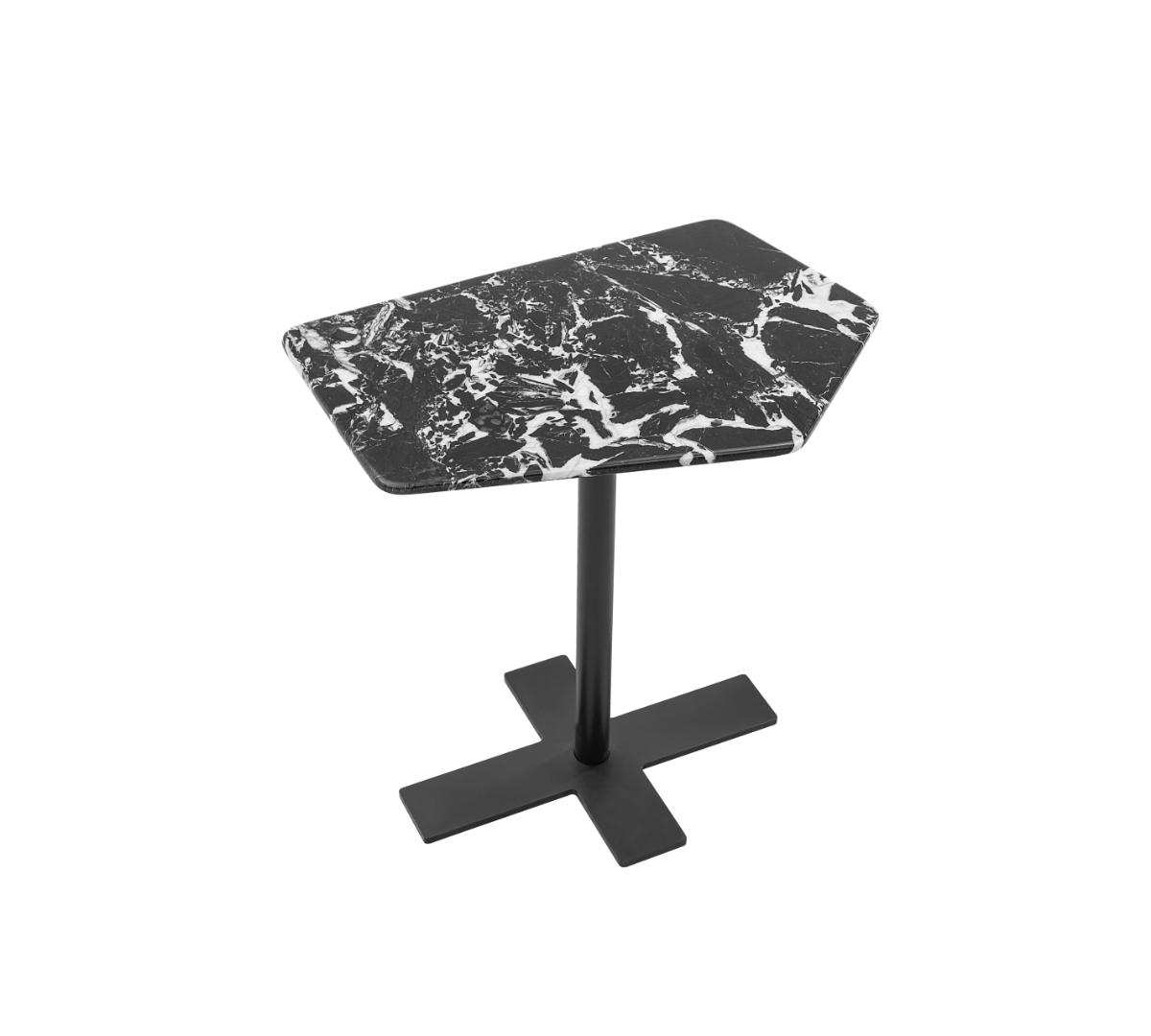 Black and white marble side table