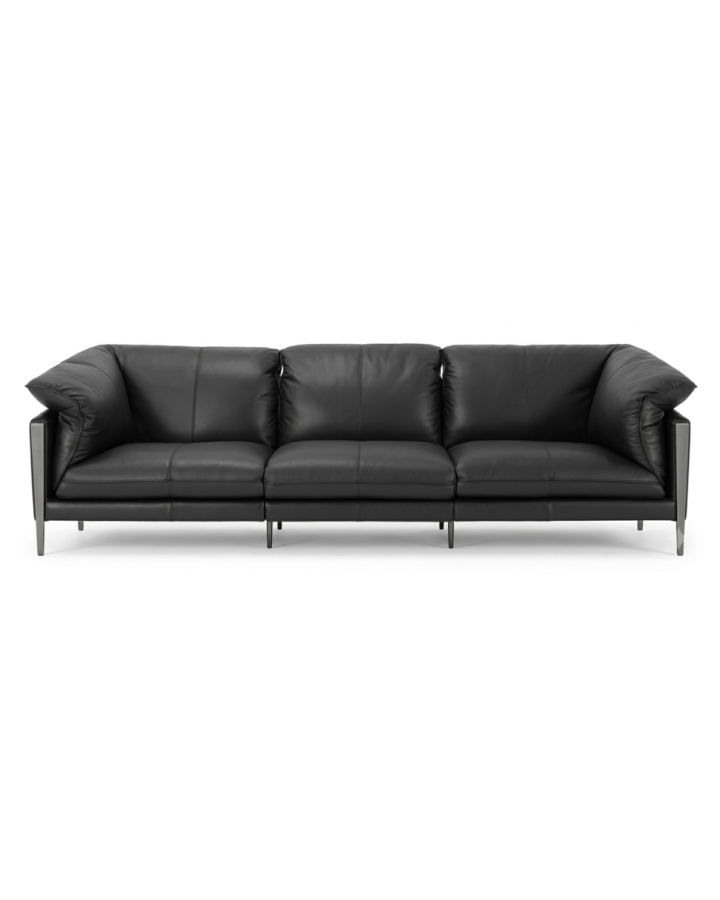 ZBOM HOME Zero Sense Capsule Leather Sofa (Obsidian Black)