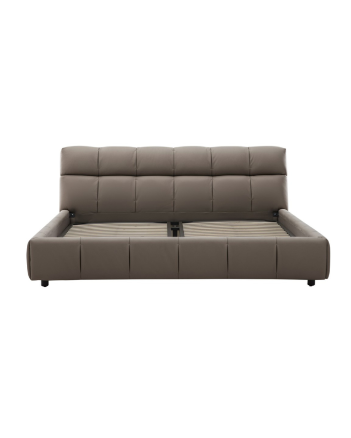 ZBOM HOME Boman Leather Bed (Lead grey)