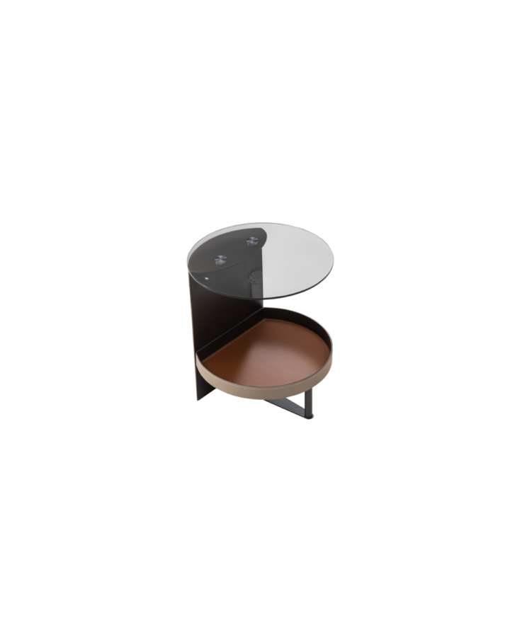 ZBOM HOME Chu Nai Side Table (Grey Glass)