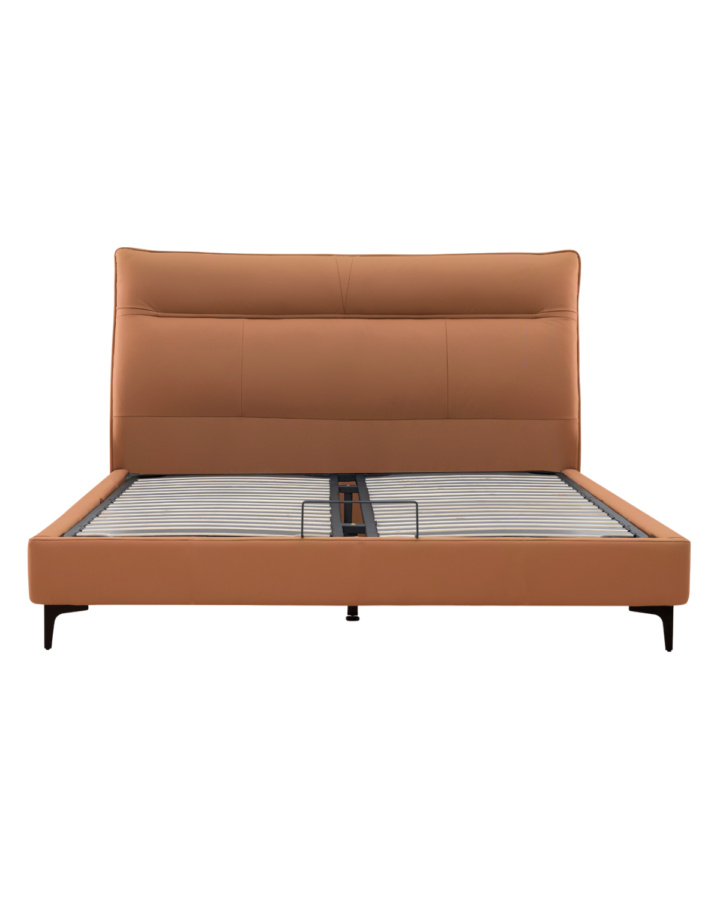 ZBOM HOME Green Leather Bed (Amber orange)