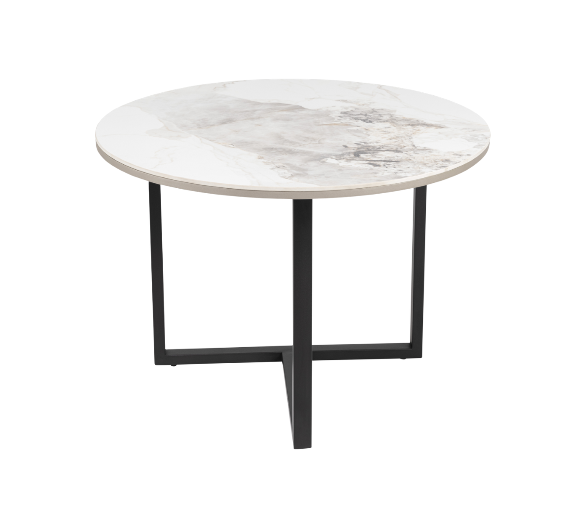 Round table with marble top.