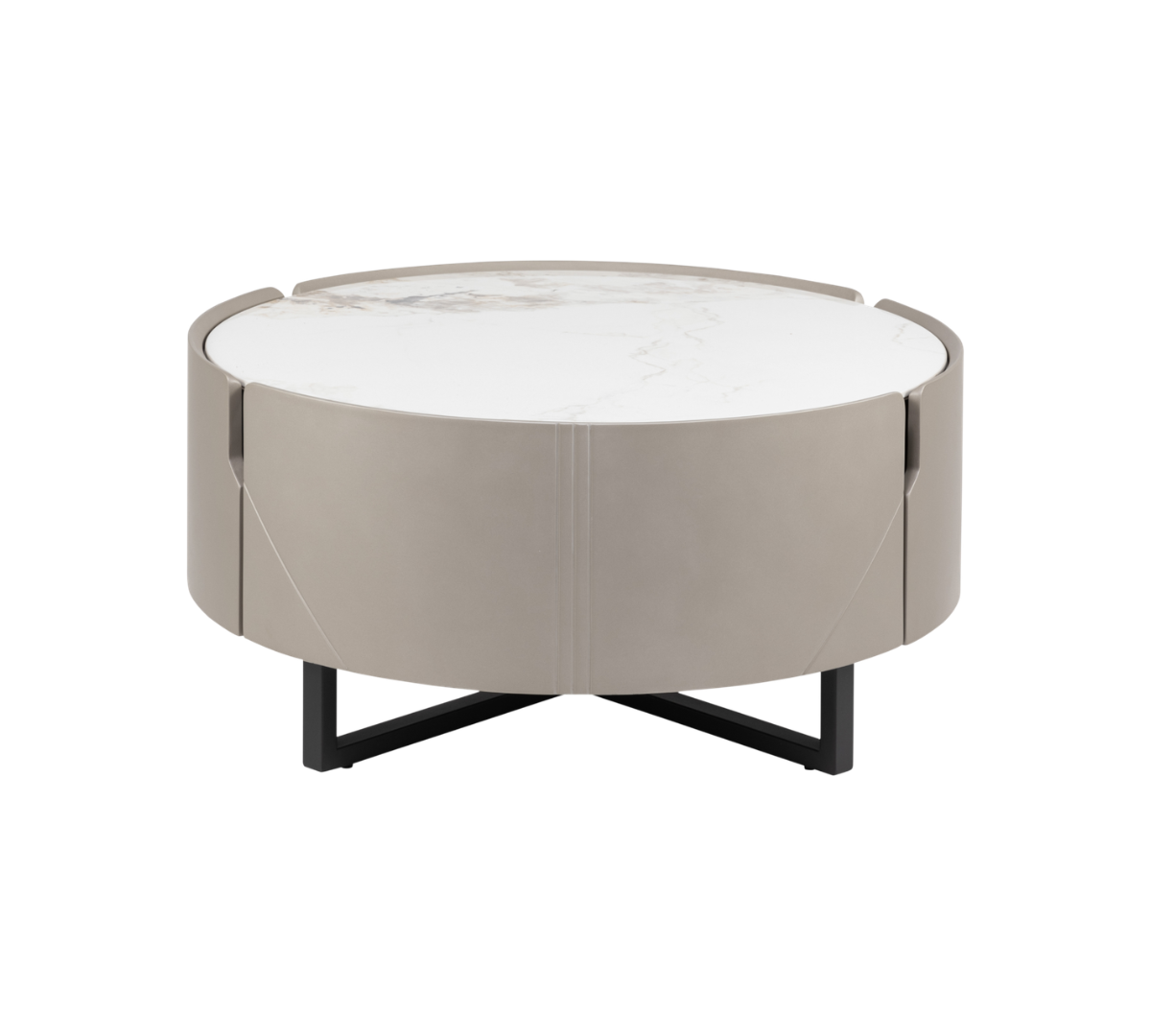 Round coffee table with marble top