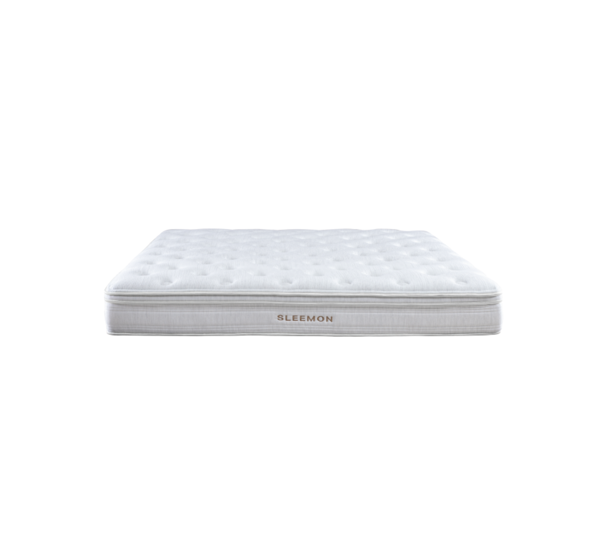 White, plush mattress on white background