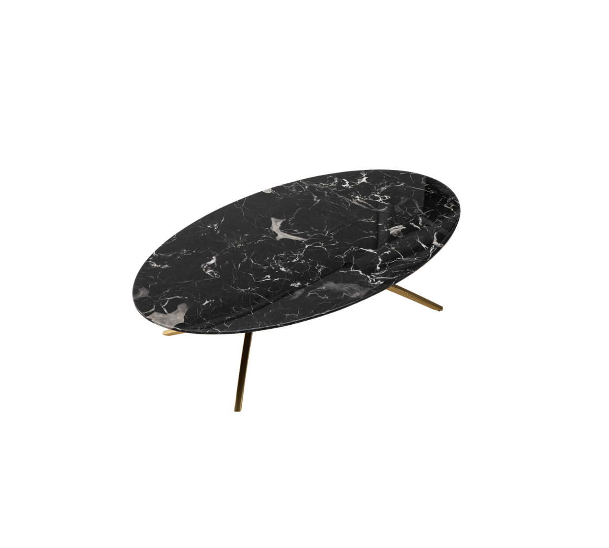 Oval black marble coffee table