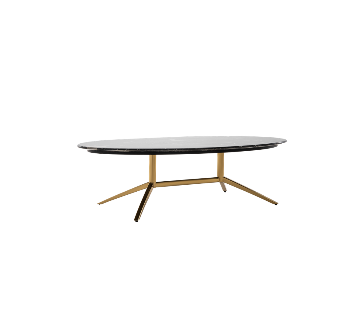 Oval coffee table with gold legs