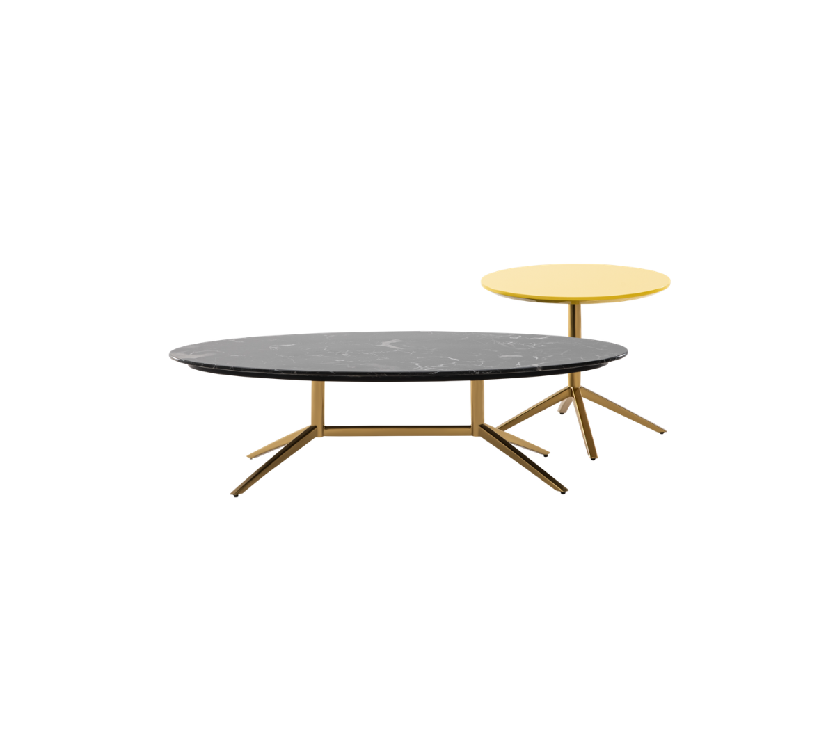 Two modern coffee tables, one black