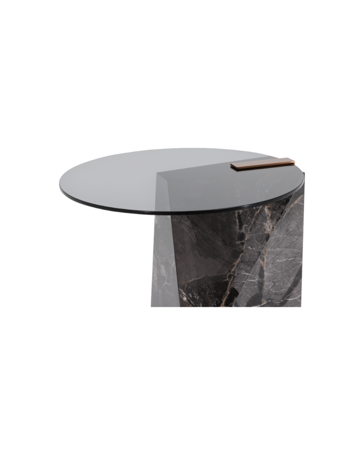 ZBOM HOME Xi Yun Side Table (Sandstone Black Glossy Finish)